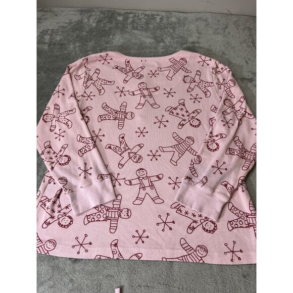 Cabernet Women’s Thermal Size Large Gingerbread Man Pajama Set Pink Christmas ￼ - Picture 6 of 12